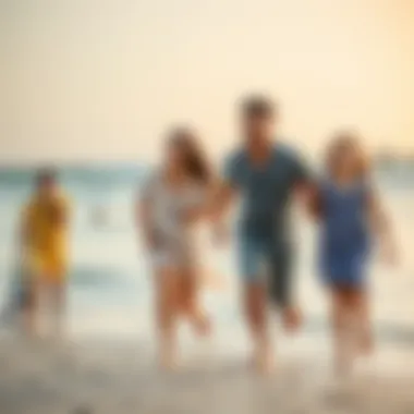 Family enjoying beach activities while dressed appropriately