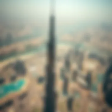 Aerial view of Burj Khalifa and Dubai skyline