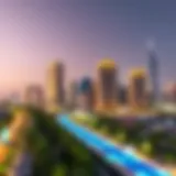 Skyline of Dubai featuring Al Azizi developments