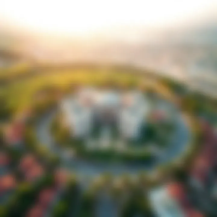 Aerial Perspective of Al Bustan and Surrounding Landscape Aerial view of the Al Bustan Complex surrounded by lush greenery and cityscape