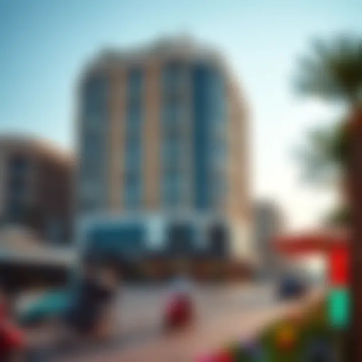 Urban lifestyle surrounding Al Sondos Oasis Building in Dubai