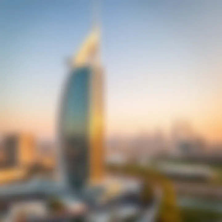 Al Telal 5 Against the Dubai Skyline Panoramic view of Dubai skyline with Al Telal 5 in focus