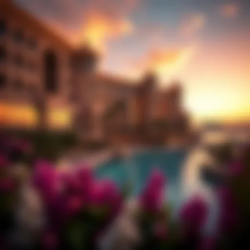 Stunning architectural view of Atlantis The Pointe at sunset