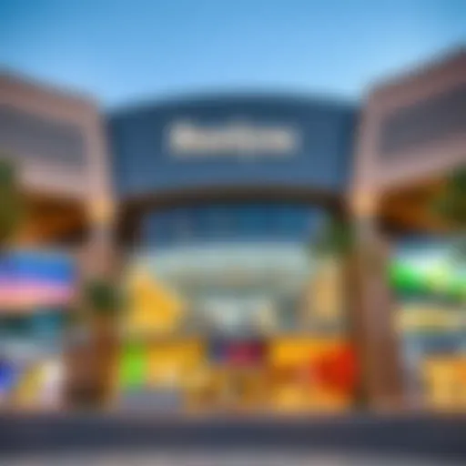 Exterior view of Baniyas Mall showcasing its unique architectural design