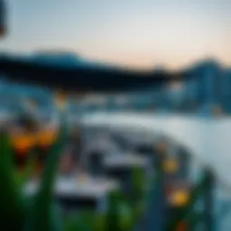 A stunning waterfront view showcasing vibrant restaurants in Marina Dubai