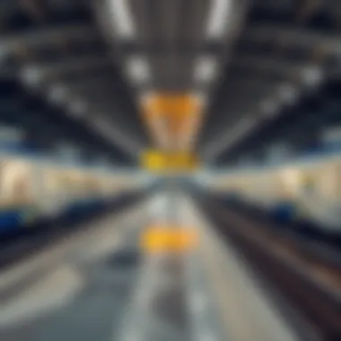 A panoramic view of a key station along the Blue Line Metro route