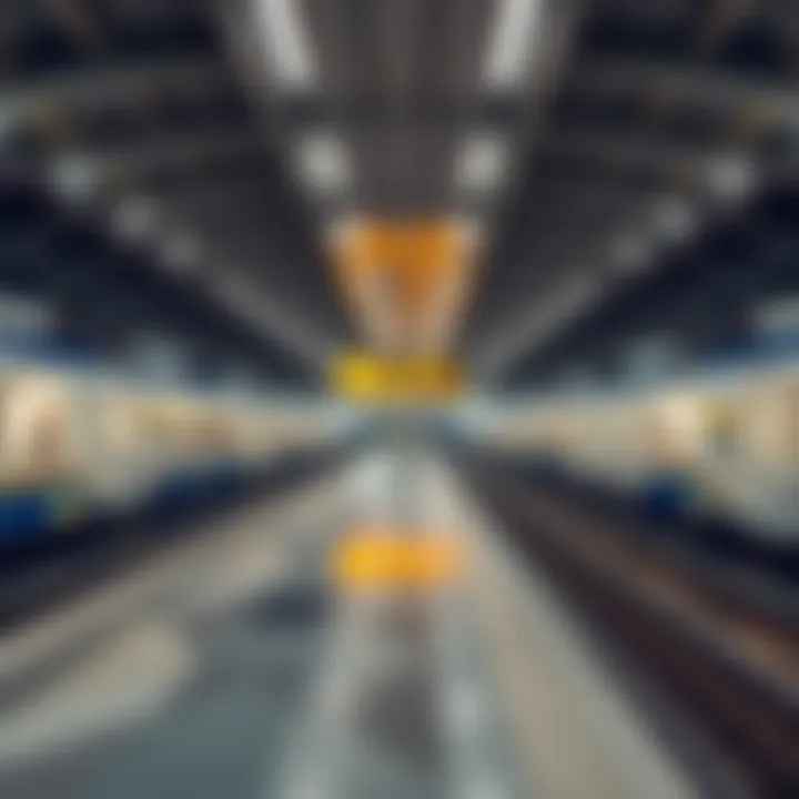 A panoramic view of a key station along the Blue Line Metro route