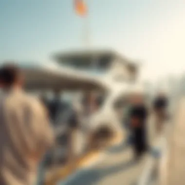 Boarding the Ferry Passengers boarding the ferry at Dubai Marina terminal