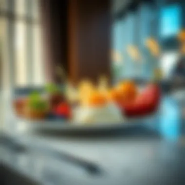 A plate of artfully arranged breakfast dishes