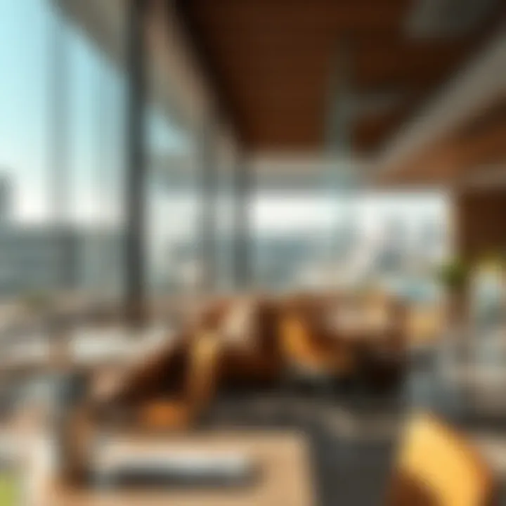 Café scene with stunning views overlooking the mall