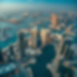 Aerial view of Business Bay showcasing skyscrapers and waterways