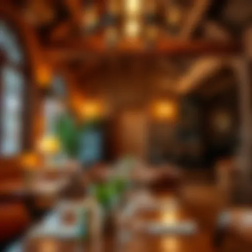 A cozy cabin restaurant interior showcasing unique decor and ambiance