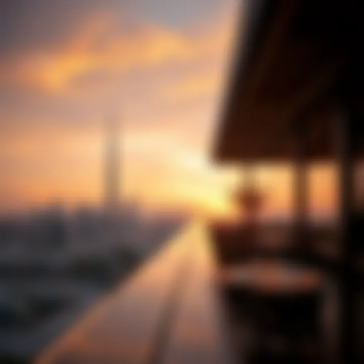 Romantic sunset view from a Dubai rooftop venue
