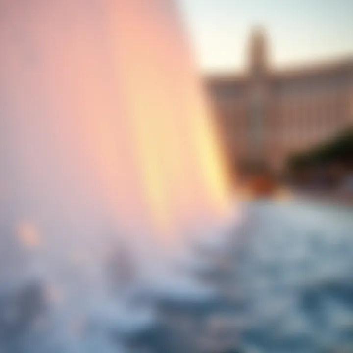 Dynamic Water Jets in Action Close-up of the water jets in action during the fountain show