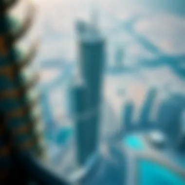 Architectural Marvel of Dubai Aerial view showcasing the architectural magnificence of the Code Business Tower