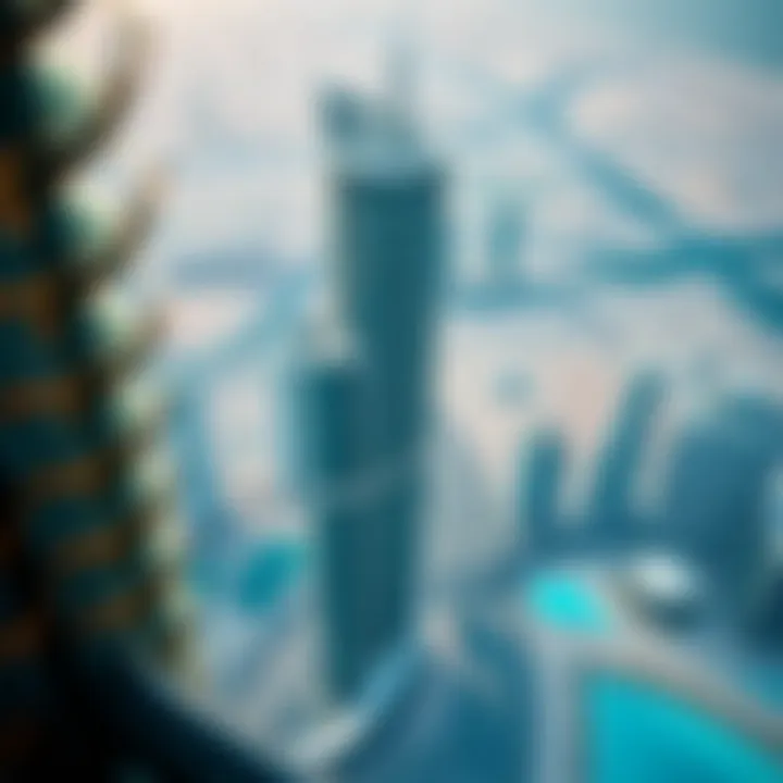 Architectural Marvel of Dubai Aerial view showcasing the architectural magnificence of the Code Business Tower