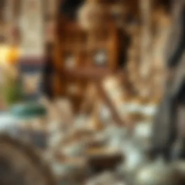 Cultural artifacts displayed in a traditional market setting