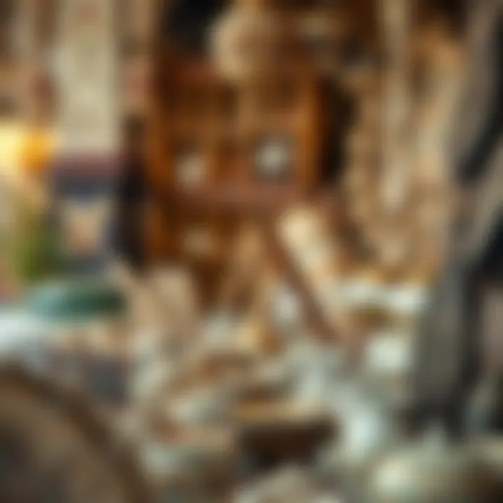 Cultural artifacts displayed in a traditional market setting