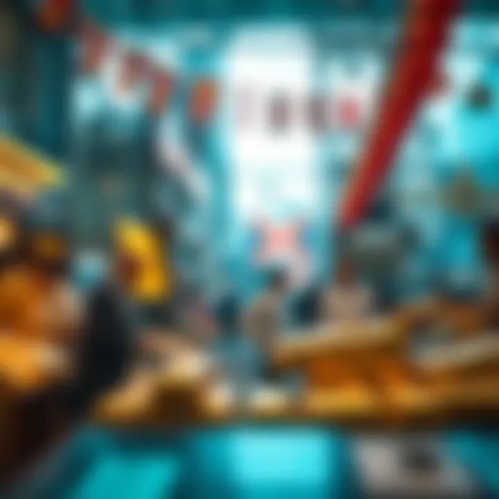 Dynamic Gold Market Scene A market scene illustrating the dynamic gold trading environment