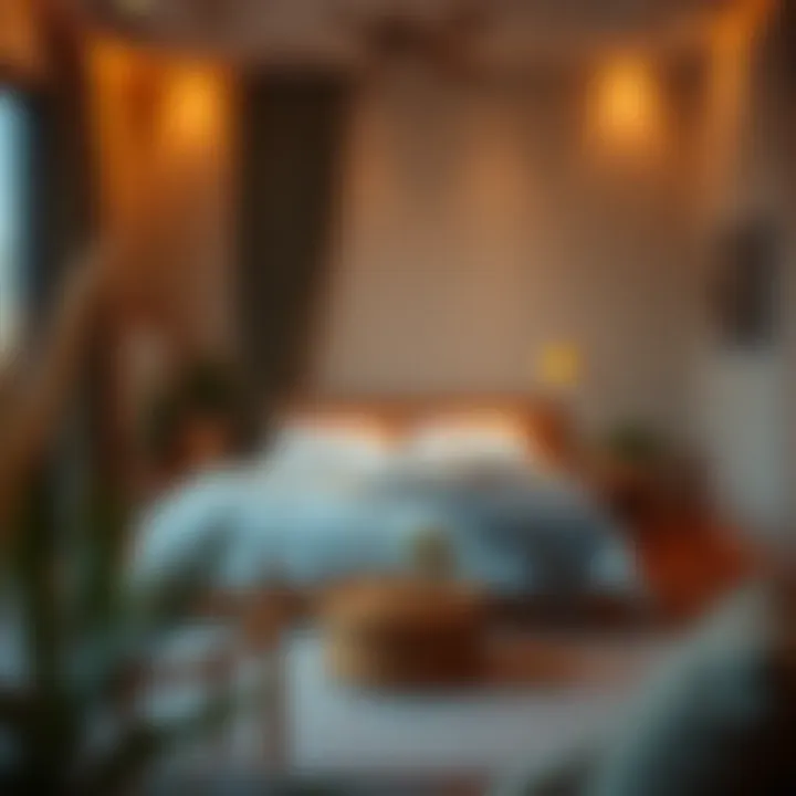 Warm and Inviting Bedroom Atmosphere A cozy bedroom setup in a daily rental apartment