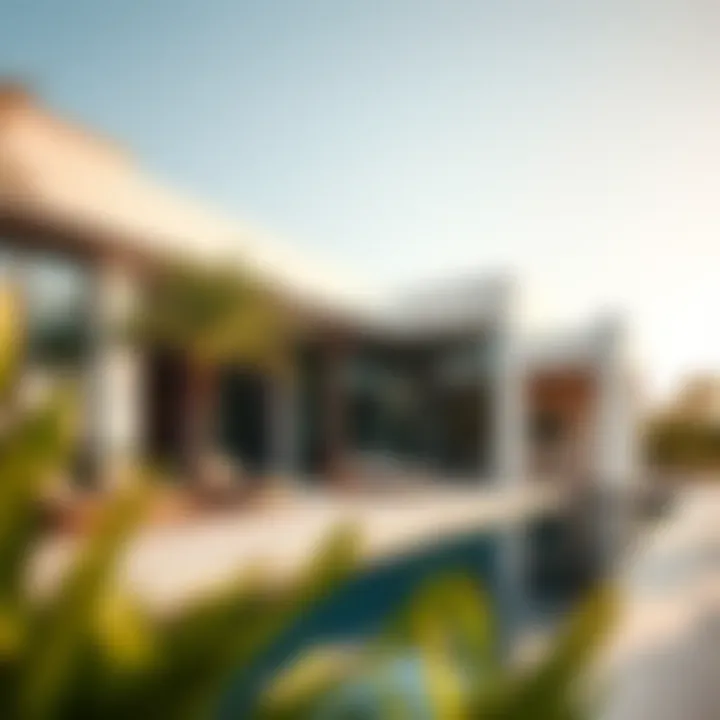 Luxurious poolside area at Damac Casa with lush greenery