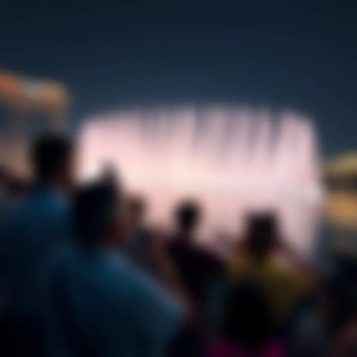 Visitors enjoying the fountain show from the waterfront