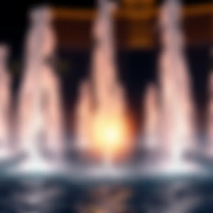 Close-up of water jets in synchronized motion