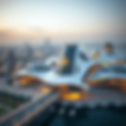 Aerial view of the Dubai Creek Project showcasing futuristic architecture