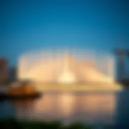 Stunning view of the Dubai Fountain in action with illuminated jets of water