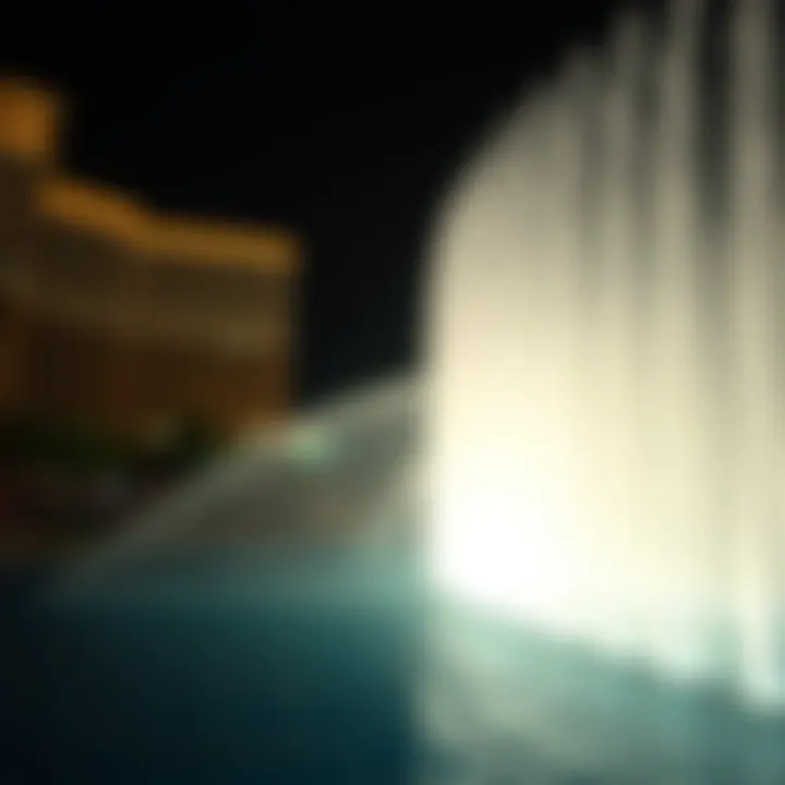 A close-up view of the fountain's intricate water choreography