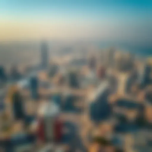Aerial View of Dubai's Urban Evolution Aerial view of Dubai showcasing urban development and skyline