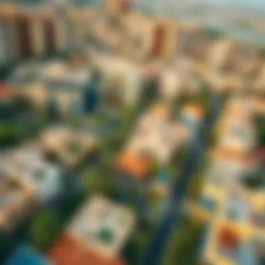 Vibrant Neighborhood in Dubai Aerial view of a vibrant Dubai neighborhood