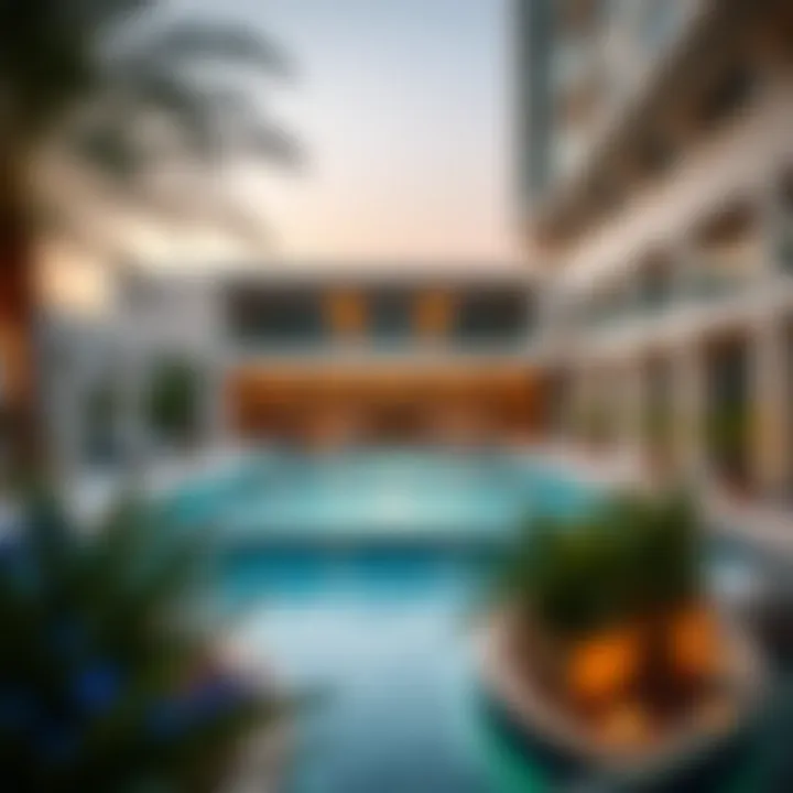 Luxurious Pool Area at Emaar Creek Waters 2 Luxurious pool area surrounded by modern landscape design at Emaar Creek Waters 2