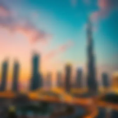Vibrant skyline of Dubai at dusk