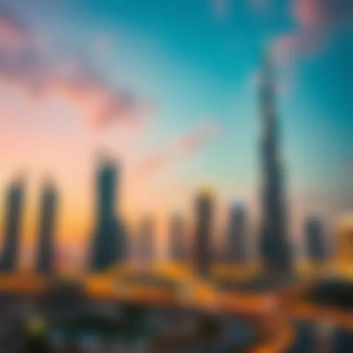 Vibrant skyline of Dubai at dusk