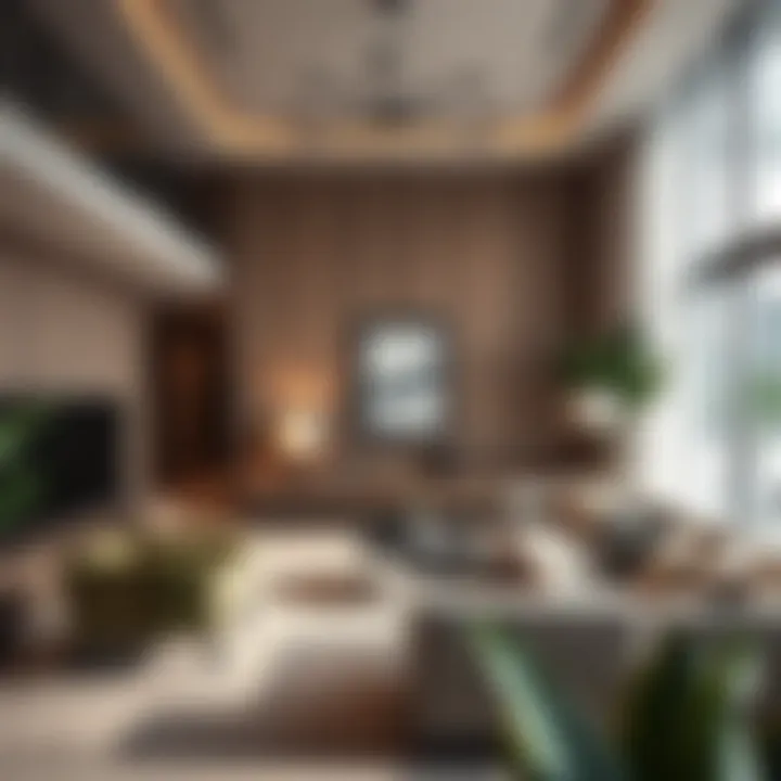 Luxurious living room in a modern 2 BHK apartment in Dubai