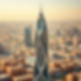 Panoramic View of Al Fajer Tower A panoramic view of Al Fajer Tower showcasing its unique architectural design against the Dubai skyline.