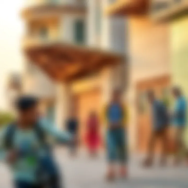 Dynamic Community Life at Al Khail Gate Vibrant lifestyle scene within Al Khail Gate community