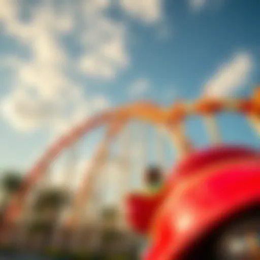 Thrilling Roller Coasters in Dubai A vibrant view of a Dubai amusement park showcasing thrilling roller coasters