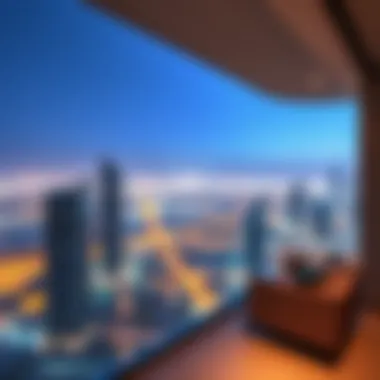 Panoramic view from Binghatti Horizon balcony overlooking Dubai skyline