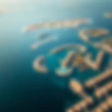 Aerial view of Bluewaters Island and surrounding waters