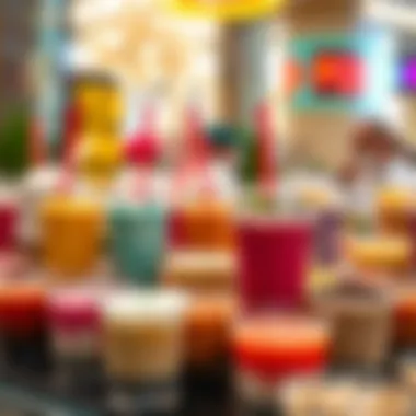Vibrant Boba Tea Selection An array of colorful boba tea cups with various toppings