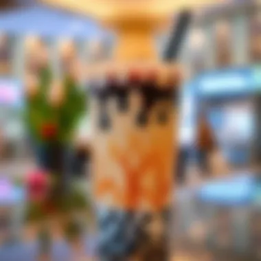 Artistry in Boba Creation Close-up of an artistically crafted boba tea drink