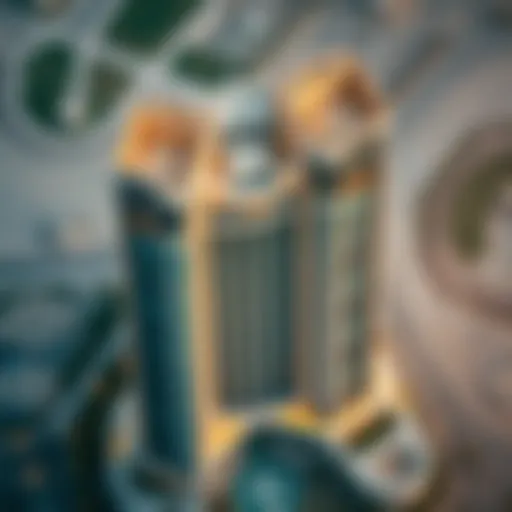 Aerial view of Burj Dana Al Khan showcasing its stunning architecture