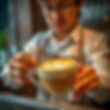 Expertly Crafted Latte Art A barista creating a beautifully crafted latte art