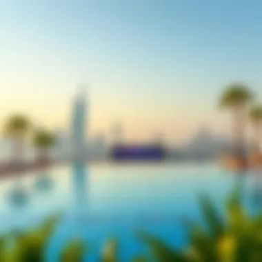Infinity Pool with Skyline View at Cote d'Azur Hotel Breathtaking infinity pool view at Cote d'Azur Hotel Dubai with skyline backdrop