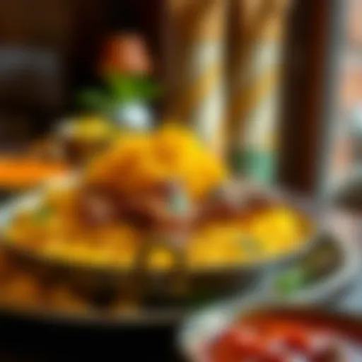 Traditional Mandi dish beautifully presented with saffron rice and tender meat