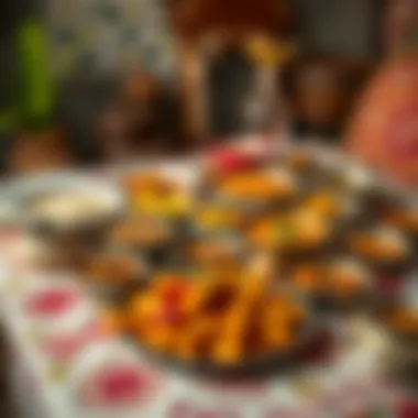 Colorful spread of Mandi and Madhbi dishes on a festive table