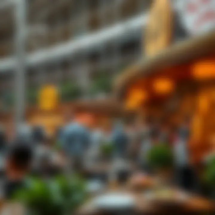 Community Engagement at Dubai Hills Food Court A bustling scene depicting community engagement and dining experiences
