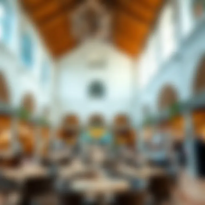 Architectural Elegance of Dubai Hills Food Court A beautifully designed interior of the food court highlighting architectural elegance